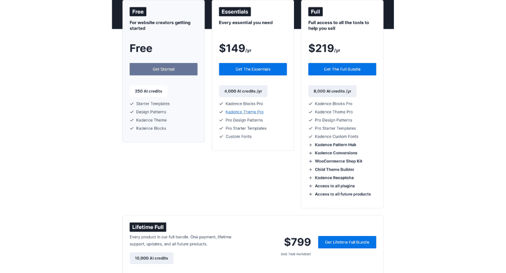 Kadence WP - Pricing Plans and Value for Money Image